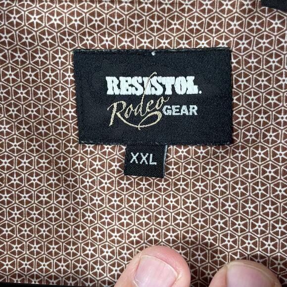 Resistol Rodeo Gear Pearl Snap Shirt Men's XXL Beige Geometric Allover Sawtooth - Picture 8 of 13